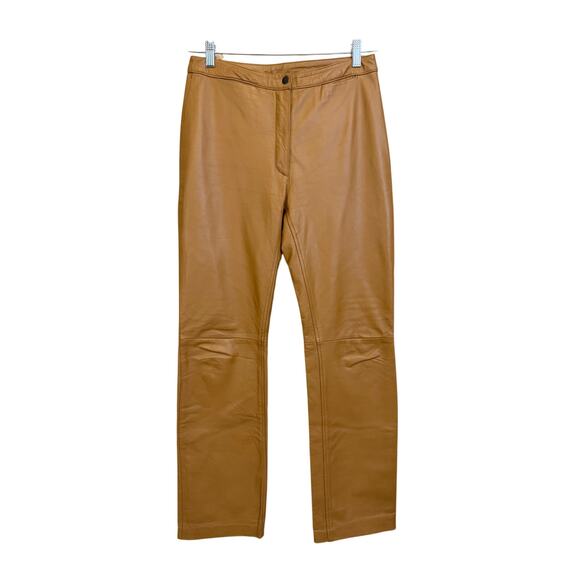Albert Duke Pants - Vintage Albert Duke New York Womens Leather Pants 8 Light Brown Career Luxury
